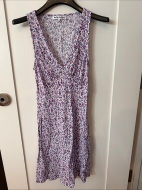 Reformation Lilac & Purple Floral V-Neck Mini Dress, Size XS